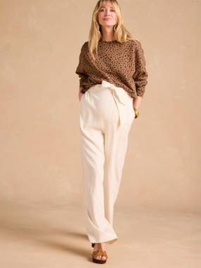 Pantalon de grossesse large matière légère avec lin  - vertbaudet enfant