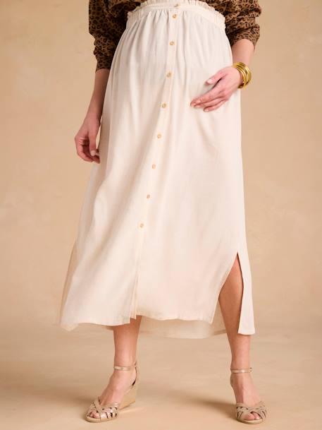 Long Viscose & Linen Skirt for Maternity, by ENVIE DE FRAISE beige - vertbaudet enfant 