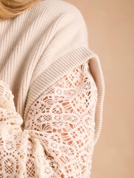 2-in-1 Dual Fabric Jumper for Maternity by ENVIE DE FRAISE beige - vertbaudet enfant 