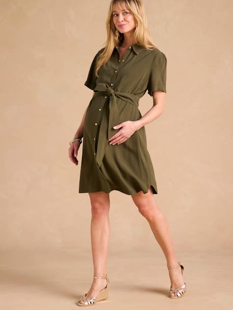 Maternity & Nursing Shirt Dress, ENVIE DE FRAISE khaki - vertbaudet enfant 