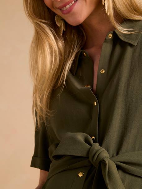 Maternity & Nursing Shirt Dress, ENVIE DE FRAISE khaki - vertbaudet enfant 