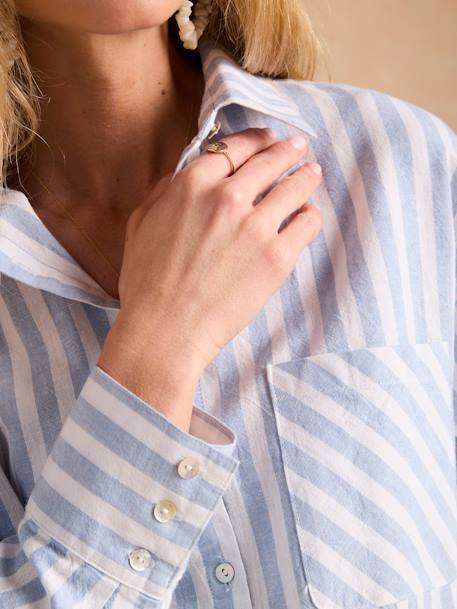 Striped Shirt for Maternity & Nursing by ENVIE DE FRAISE ecru - vertbaudet enfant 