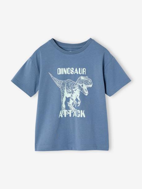 T-shirt with dinosaur motif for boys denim blue+marl white - vertbaudet enfant 