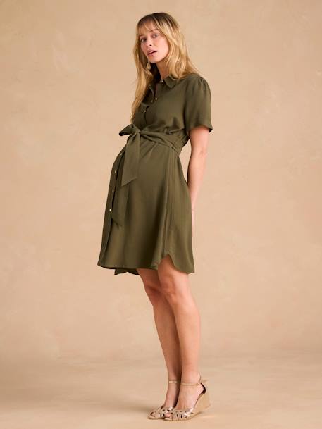 Maternity & Nursing Shirt Dress, ENVIE DE FRAISE khaki - vertbaudet enfant 