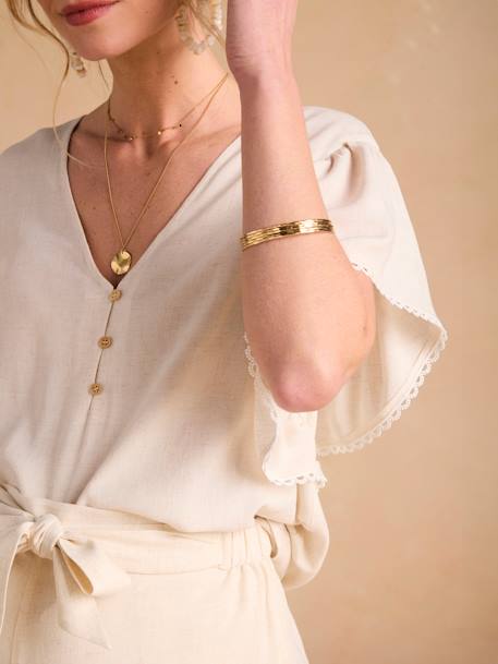 Linen Blouse for Maternity & Nursing by ENVIE DE FRAISE beige+khaki - vertbaudet enfant 