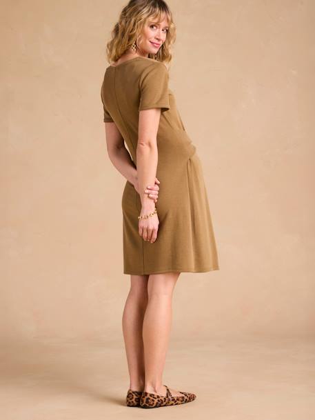 Short Dress with Tie-Front Belly Band for Maternity by ENVIE DE FRAISE olive - vertbaudet enfant 
