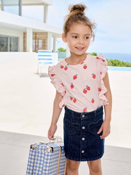 Frilly strawberry print T-shirt for girls pale pink - vertbaudet enfant 