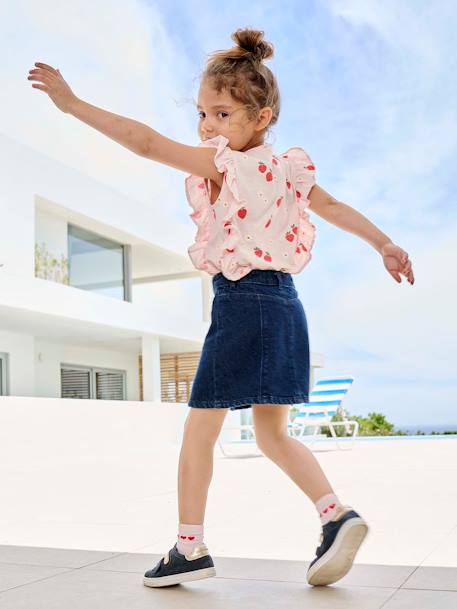 Frilly strawberry print T-shirt for girls pale pink - vertbaudet enfant 