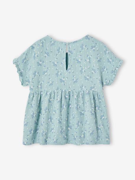 Printed cotton gauze blouse for girls beige+grey blue+vanilla - vertbaudet enfant 