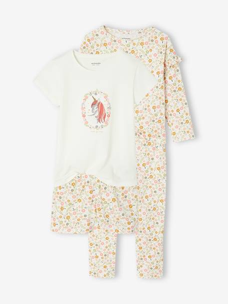 Pack of 2 Flower Power Pyjamas, BASICS pale blue - vertbaudet enfant 