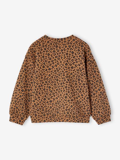 Sweat fille léopard coeur doré capsule famille beige+gris foncé - vertbaudet enfant 