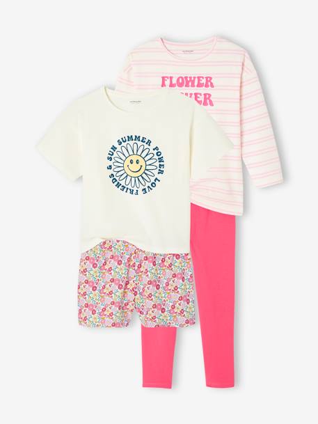 Lot de 2 pyjamas fille flower power BASICS fuchsia - vertbaudet enfant 