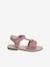 Leather Sandals with Hook-and-Loop Strap for Children, Designed for Autonomy raspberry pink - vertbaudet enfant 