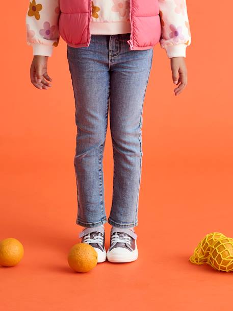 Jean fille slim morphologik tour de hanches fin bleu foncé+bleu moyen+denim bleached+denim gris+gris - vertbaudet enfant 