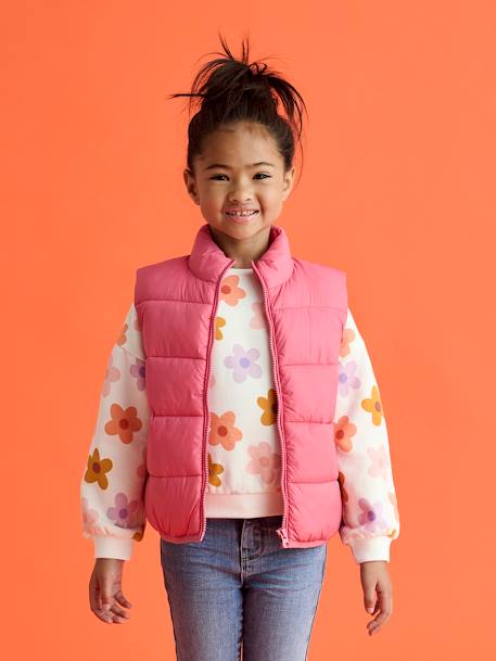 Sleeveless lightweight padded jacket for girls rose+sage green - vertbaudet enfant 