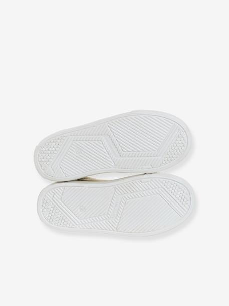 Leather Hook-&-Loop Trainers for Children, Designed for Autonomy gold+printed beige - vertbaudet enfant 
