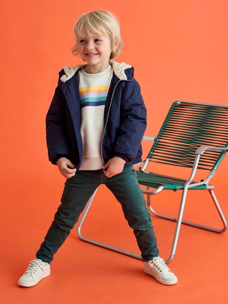 Coupe-vent garçon doublé sherpa à capuche caramel+kaki+marine+olive - vertbaudet enfant 