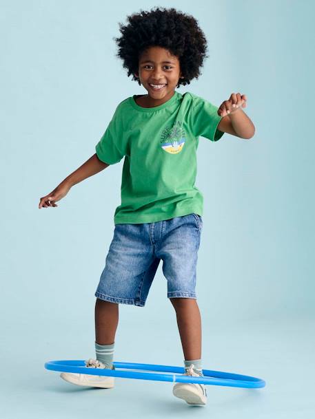 Boys' T-shirt with chest motif green - vertbaudet enfant 