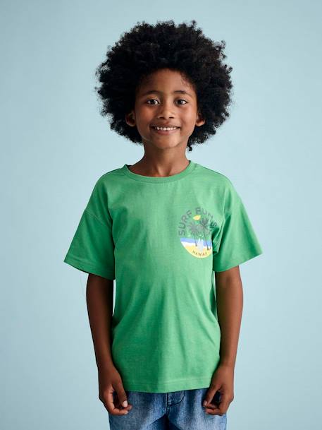 Boys' T-shirt with chest motif green - vertbaudet enfant 