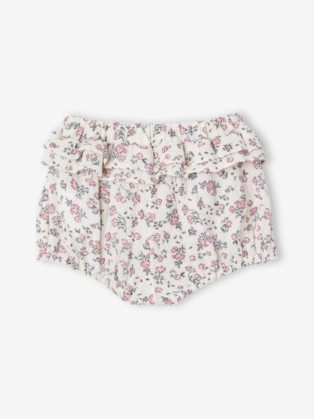 Bloomer and headband set with floral print ecru - vertbaudet enfant 