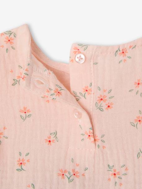 Baby Set: Blouse + Shorts + Headband in Cotton Gauze pale pink - vertbaudet enfant 