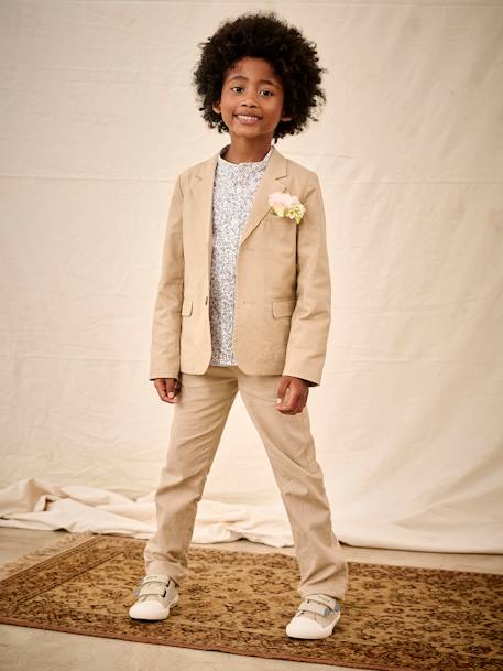 Veste garçon cérémonie en coton/lin beige+beige clair+bleu+marine foncé+vert sauge - vertbaudet enfant 