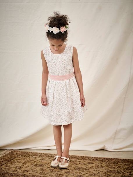 Ballerines cuir fille beige imprimé+or - vertbaudet enfant 