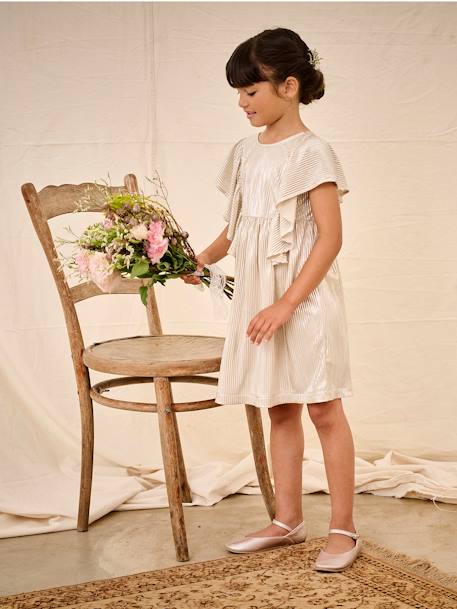 Glittery Ballet Pumps for Girls, Designed for Autonomy gold - vertbaudet enfant 