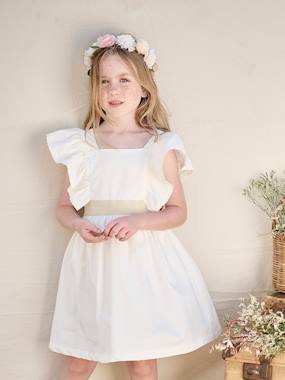 -Robe cérémonie fille ceinture dorée 