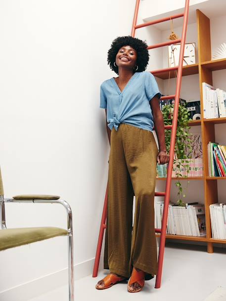 Press-Stud Blouse in Lyocell for Maternity & Nursing stone - vertbaudet enfant 