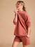 Ensemble grossesse 'Cool Mom' sweat et short en molleton terracotta - vertbaudet enfant 