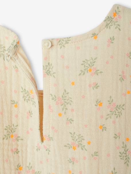 Printed cotton gauze blouse for girls beige+grey blue+vanilla - vertbaudet enfant 