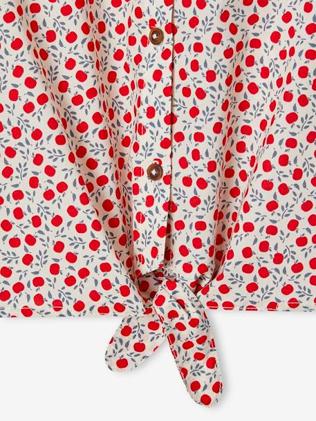 Tie-Front Blouse in Cotton Gauze for Girls vanilla - vertbaudet enfant 