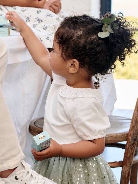 Ensemble bébé fille cérémonie T-shirt et jupon en tulle vert sauge - vertbaudet enfant 