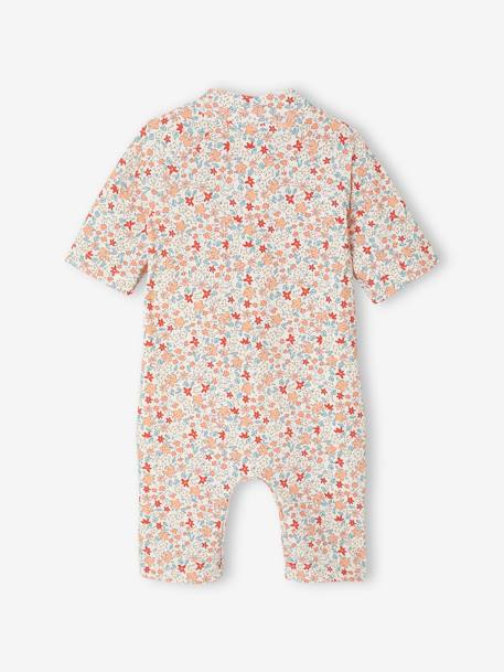 UV-Protection Swimsuit with Integrated Nappy, for Baby Girls coral - vertbaudet enfant 