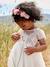 Short Sleeve Dress with Button-Up & Sequins at the Back white - vertbaudet enfant 