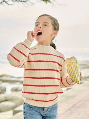 Fille-Pull, gilet, sweat-Pull-Pull fille col fantaisie forme loose 