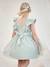 Robe cérémonie fille satin de coton à volants blanc+écru+rose pâle+vert sauge - vertbaudet enfant 