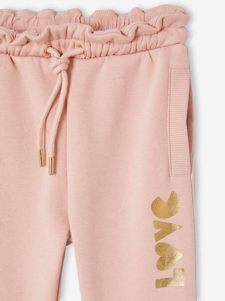Jogging fille molleton motif love irisé rose+vert sauge - vertbaudet enfant 