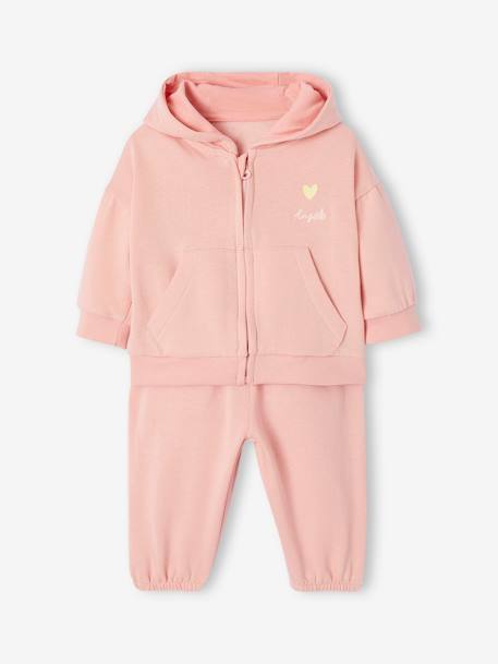 Sports Combo: Zipped Hoodie & Bottoms, for Babies pale pink - vertbaudet enfant 