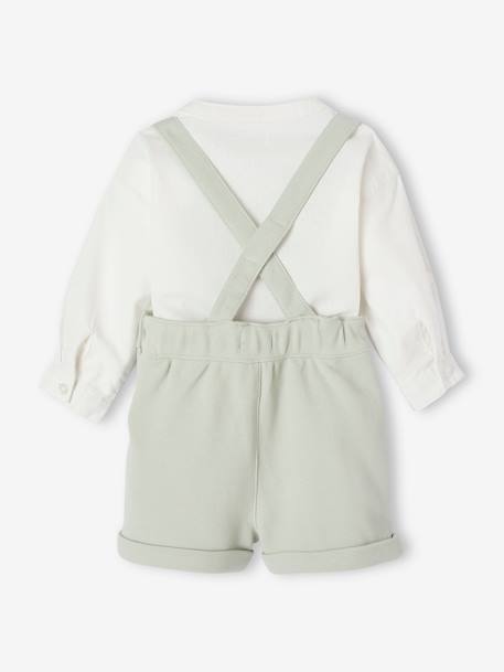 Occasion Wear Outfit: Shirt & Shorts for Babies beige+sage green - vertbaudet enfant 
