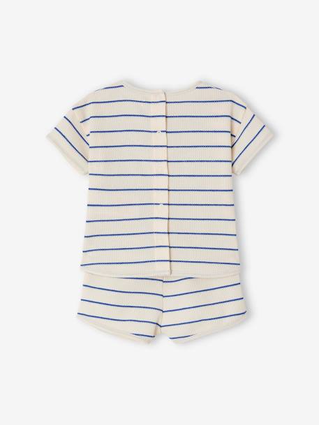 Honeycomb sleepsuit set, T-shirt and shorts ecru - vertbaudet enfant 