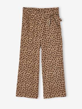 -Pantalon fille large motifs fleurs 
