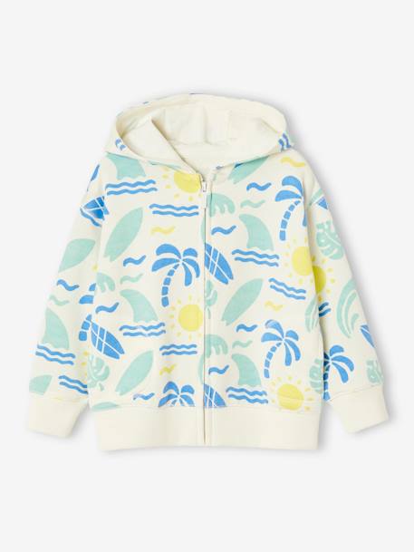 Surf Print Zip-Up Hoodie for Boys printed white - vertbaudet enfant 