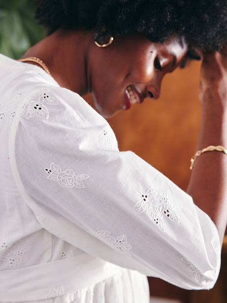 Short Broderie Anglaise Dress, Maternity & Nursing white - vertbaudet enfant 