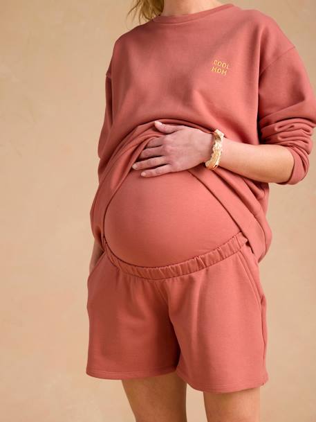 Cool Mom' Sweatshirt & Fleece Shorts Set for Maternity terracotta - vertbaudet enfant 