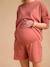 Ensemble grossesse 'Cool Mom' sweat et short en molleton terracotta - vertbaudet enfant 