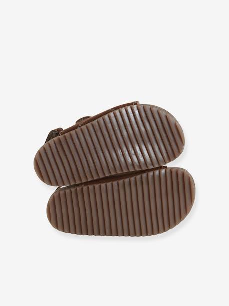 Leather Hook-&-Loop Sandals for Children, Designed for Autonomy camel - vertbaudet enfant 