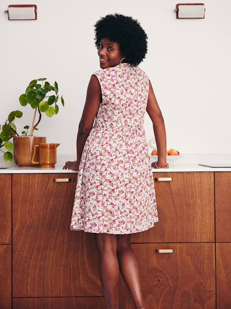 Sleeveless Shirt Dress, Maternity & Nursing navy blue+rose - vertbaudet enfant 