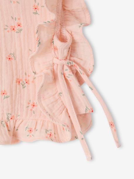 Baby Set: Blouse + Shorts + Headband in Cotton Gauze pale pink - vertbaudet enfant 